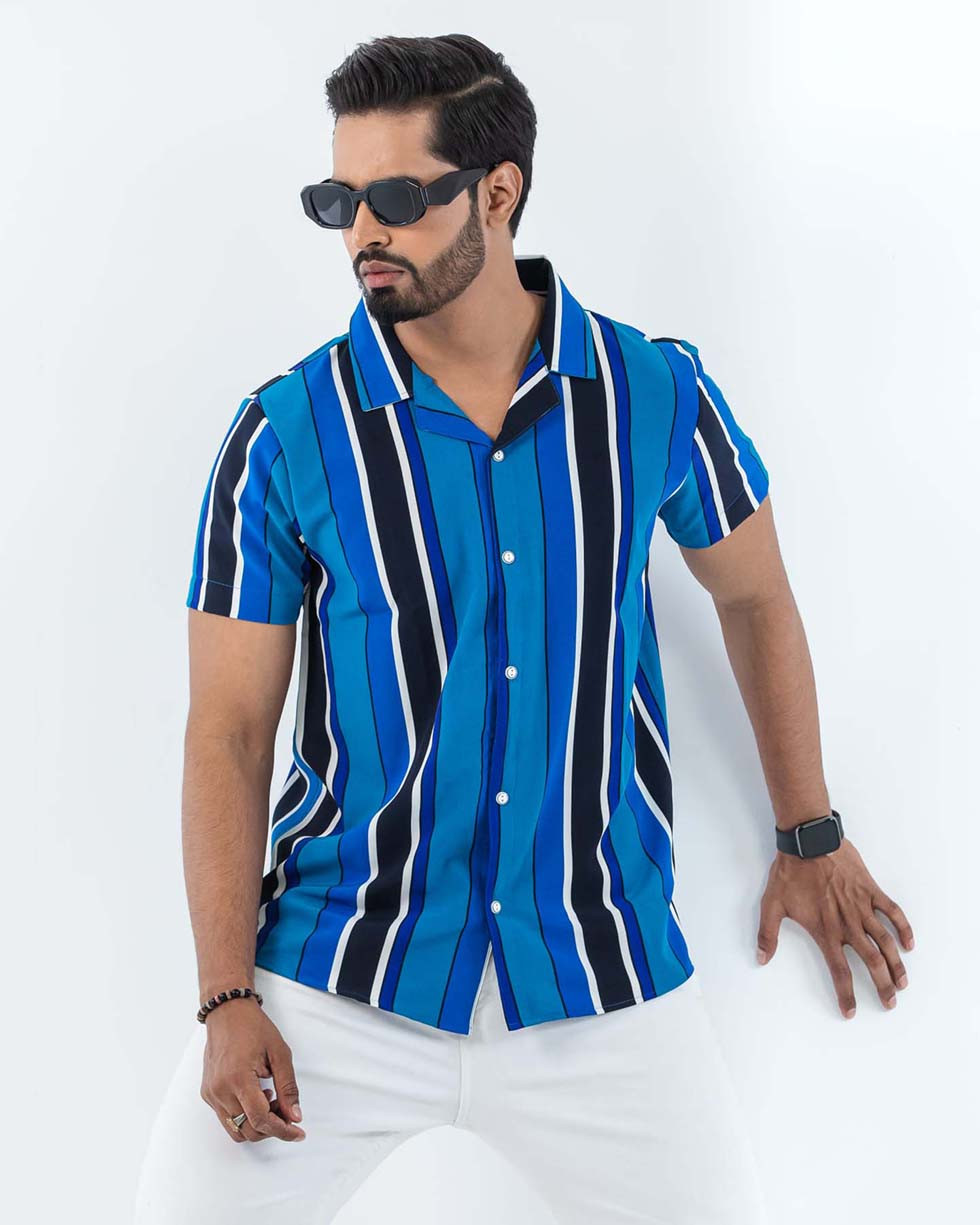 High Quality Stripe Half Sleeve Shirt