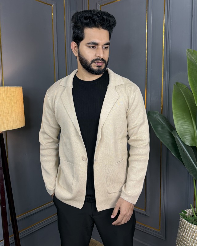 Premium Classy Sweater Knit Blazer - Off White