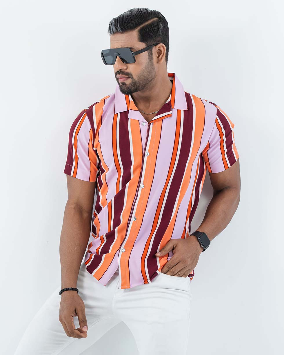 High Quality Stripe Half Sleeve Shirt