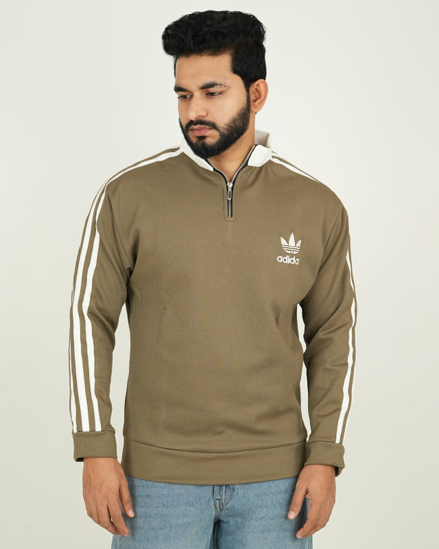 Premium High GSM Half Zipper Sweatshirt - Olive